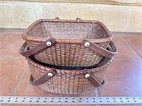 (2) vintage wicker baskets with handles