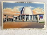 1939 Elgin Watch Building Worlds Fair Postcard