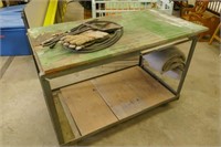 Metal Framed Work Table On Wheels