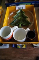 Vintage Christmas Tree Plate / Chicago Bear Mug