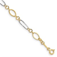 14k Two Tone Oval Link Fancy Bracelet