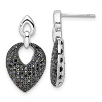 Silver Black Austrian Crystal Dangle Earrings