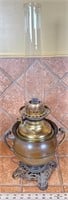 Antique Bradley and Hubbard footed oil lamp