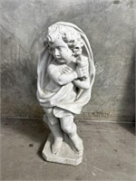 Cement cherub angel garden sculpture 12"w x 28”h