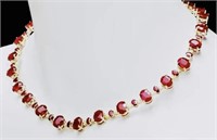 $34,500  75.00 cts Ruby & Diamond 14k Necklace