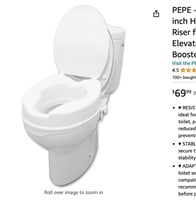 PEPE - Toilet Seat Riser with Lid (4 inch Height)