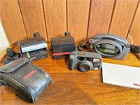Vintage cameras and Clock radio phone Polaroid