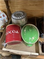 Cocoa canister Bundt pan bean pot and utensils