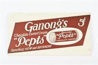 EARLY GANONG'S "PEPTS" CANDY CARDBOARD SIGN