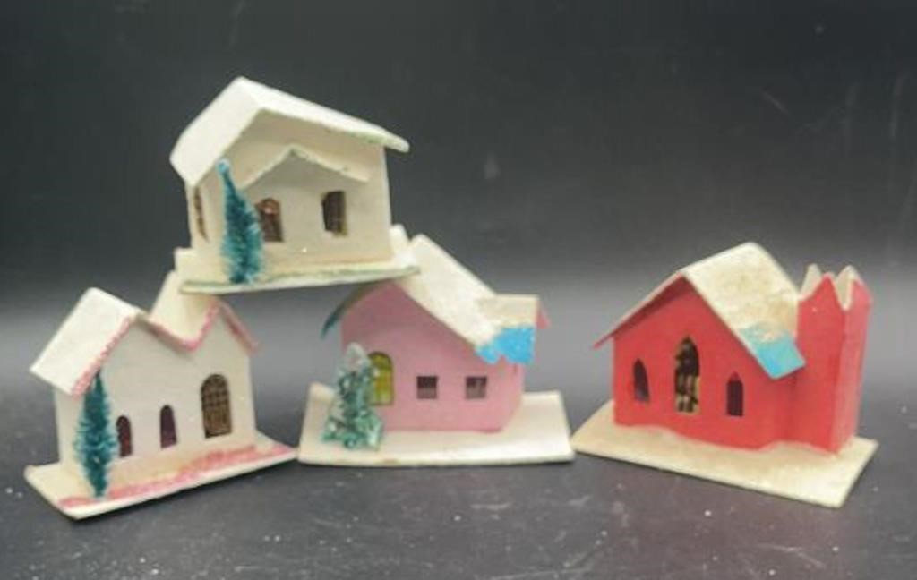 CARDBOARD/PAPER HOUSES MADE IN JAPAN 4 PCS