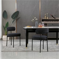 Black Dining Chairs Set of 2 Round Upholstered