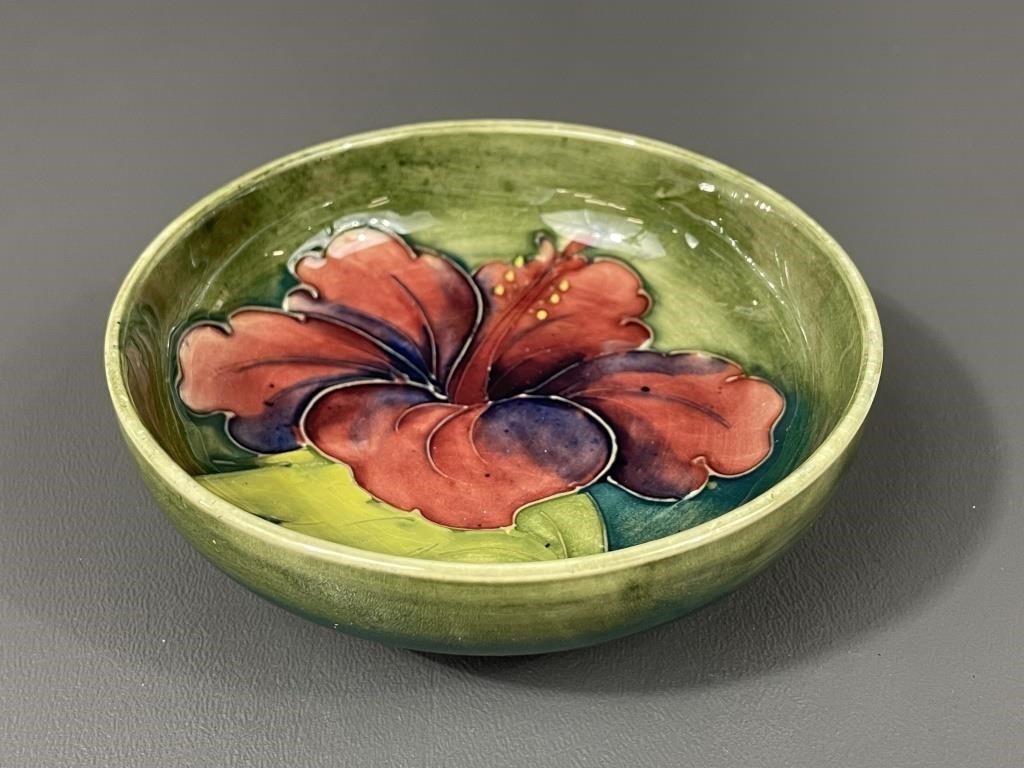 Moorcroft Pottery Trinket Bowl Red Hibiscus
