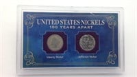 U.S Nickels 100 Years Apart