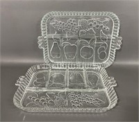 Two Indiana Glass Divided Serving Trays