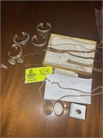 GROUP OF COSTUME JEWELRY SOME STERLING   BRACELETS