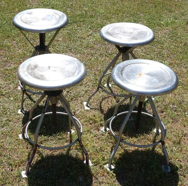 4 fixed height stainless steel shop stools