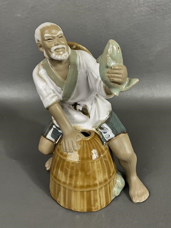 Vintage Chinese Pottery Shiwan Mudman Fisherman