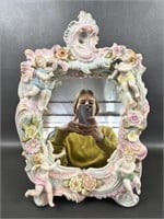 Meissen Porcelain Cherub Mirror With Easel Back