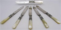 Lot of 6 Mother of Pearl Handled Butter Knives