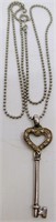 Sterling Key Charm and 20" Necklace