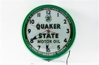 QUAKER STATE MOTOR OIL LIGHTED WALL CLOCK