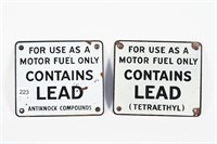 PAIR OF "CONTAINS LEAD" SSP PUMP PLATE SIGNS