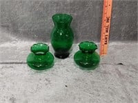 Green Glass Vase Lot