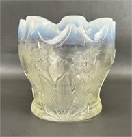 Vintage Opalescent Flower Glass Bowl
