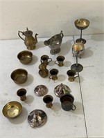 Silver plate and brass lot