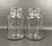 Two Glass Storage Jars & Lids