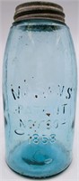 Mason's Nov 30th 1858 Ice Blue 1/2 Gallon Jar