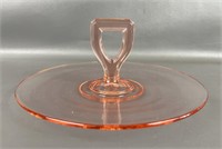 Pink Depression Glass Handled Serving Tray