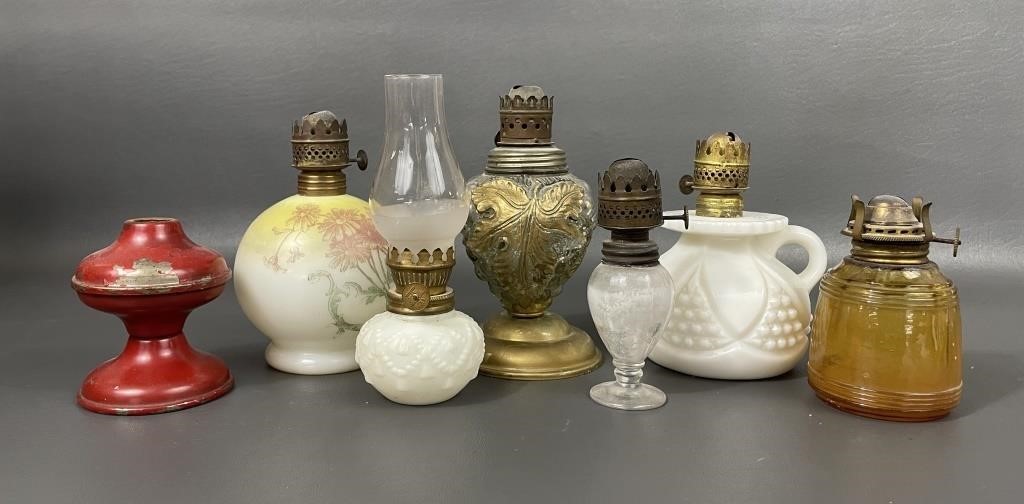 Seven Small Vintage Oil Lamps