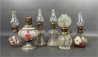 Six Small Vintage Oil lamps