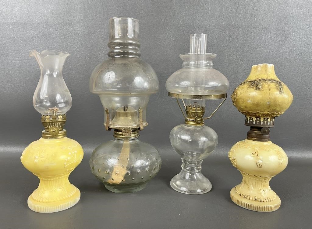 Four Small Assorted Oil Lamps