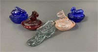 Five Vintage Miniature Glass Figurines Lot
