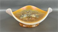 Vtg Dugan Six Petals Peach Opalescent Glass Bowl
