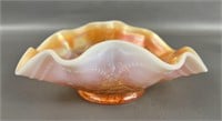 Dugan Honeycomb & Beads Peach Opalescent Bowl