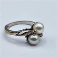14k Gold & Pearl Ring Size 6 1/2 (3.0g)