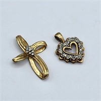 Gold Cross & Heart Pendants (3.2g)