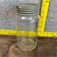 Vtg Rare 57 Crown Canning Jar with Glass Lid