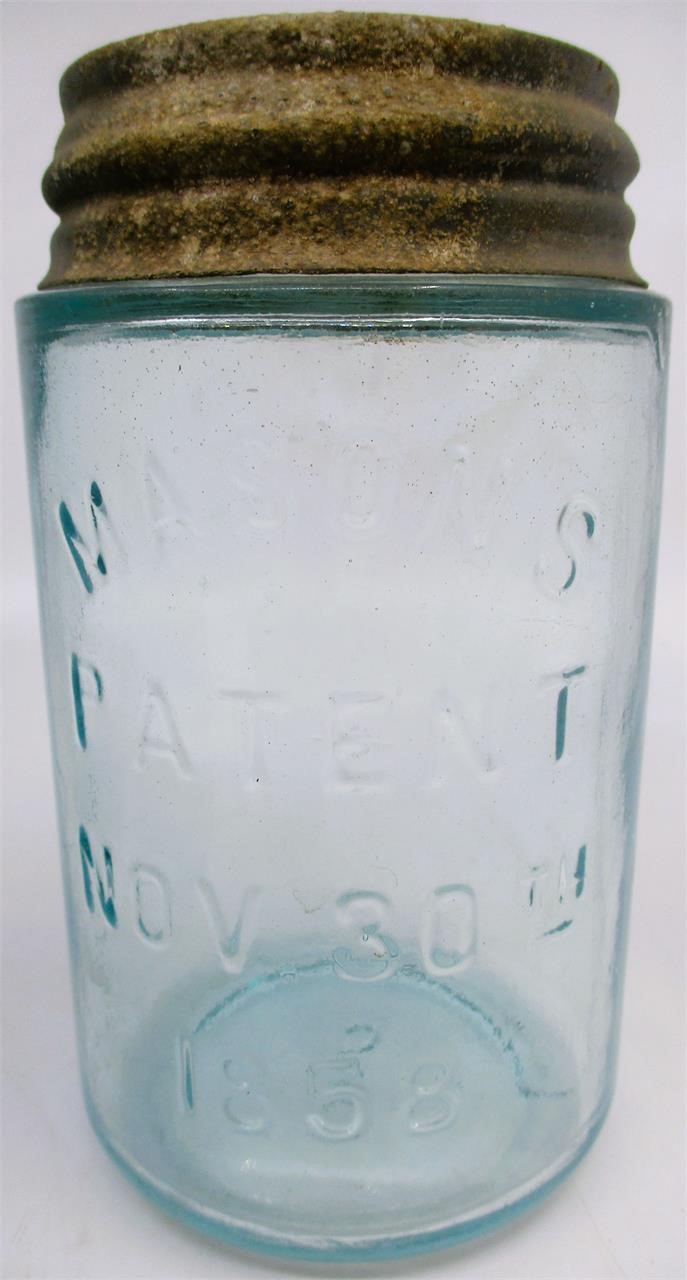 Mason's Patent Nov 30th 1858 Ice Blue 1 Pint Jar