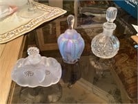 (3) perfume bottles, 2 are signed