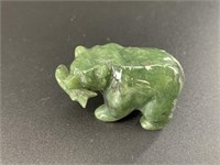 Alaskan Kobuk jade carved large bear who has caugh