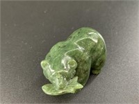 Alaskan Kobuk jade carved large bear who has caugh