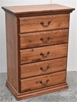 Five Drawer Wood Highboy Dresser