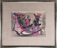Mid Century Modern  Abstract Signed illegible