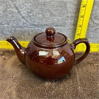 Vintage Earthenware Brown Glazed Pottery Teapot