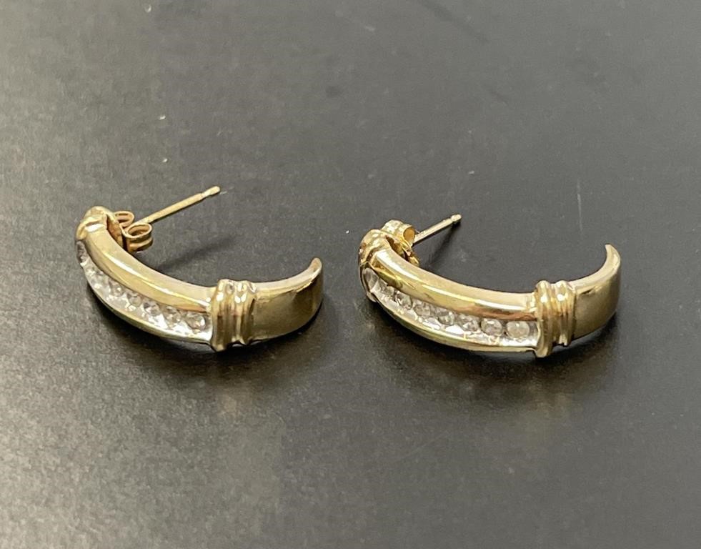 10 KT Diamond Half-Hoop Earrings