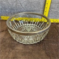 Lenord Italy Crystal, Silver-Plated Vtg Fruit Bowl